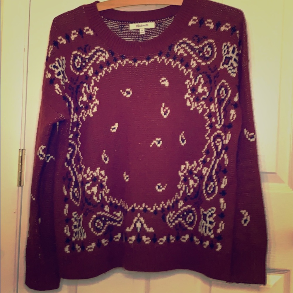 Madewell XS bandana print rust colored sweater